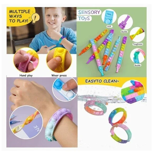 Fidget Toy Pack with Fidget Spinners Kids Toys Fidget Poppers Stress Relief B3 - Picture 4 of 7